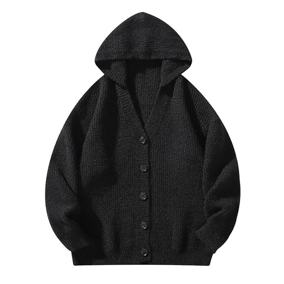 Men's Stylish Retro Wool Blend Hooded Sweater Coat for Autumn Winter Comfortable Lightweight Outerwear