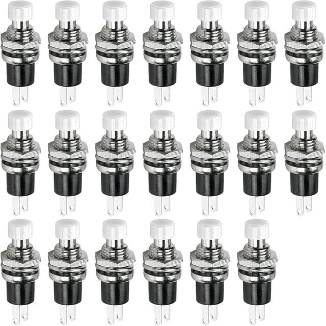 Mini Push Button Momentary Switches, Ampper 2 Pin On Off 1A 250V AC 7MM Round SPST Normal Close Momentary Pushbutton Switches