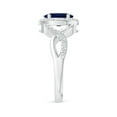 thumbnail image 3 of ANGARA Natural Oval 1.55 ct Blue Sapphire Crossover Ring with Diamond Halo in 14K White Gold for Women (Size-8x6mm) | September Birthstone, Anniversary, Jewelry Gift for Women | Natural Sapphire Ring, 3 of 9