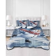 thumbnail image 2 of Quilts Queen Size Bedding Set, Christmas Snowman Reversible Summer Quilt 3 Pieces, Winter Xmas Trees Snowflakes Blue Lightweight Bedspreads Coverlets with 2 Pillow Shams for All Seasons, 2 of 5