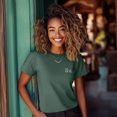 thumbnail image 3 of Dalix Be Kind Cropped Tee Lightweight High Waisted Short Sleeve Summer Shirt Womens in Pine L Large, 3 of 5