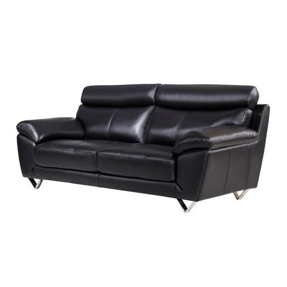 EK078 Black Color With Italian Leather Sofa