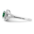 thumbnail image 3 of Auriga 925 Sterling Silver Emerald and Diamond Engagement Ring Size- 9 for Women, 3 of 6
