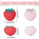 thumbnail image 2 of 1 caja de 12 cuentas de silicona de 2 colores con forma de fresa, para alimentos, de imitación de fruta roja, para verano, sueltas., 2 of 6