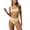 #269-Yellow, variant on Women's Shirred Bikini Sets Scoop Neck Cheeky Two Piece Swimsuit Stripe Bathing Suit