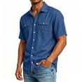 thumbnail image 7 of hotojiny Men's Cargo Shirt Short Sleeve Casual Lightweight Work Tops Button down Shirt Beach Vacation Summer Outfit with Pockets, 7 of 7