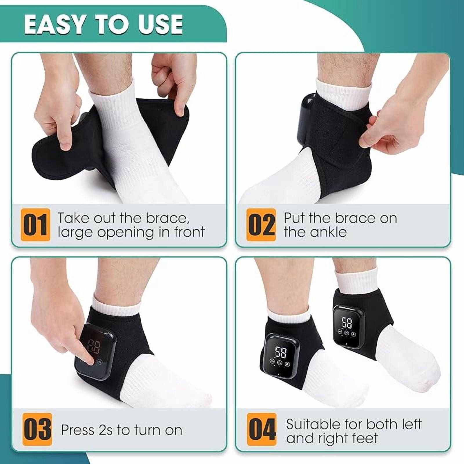 Wrongduck Ankle Massager with Heat – Rechargeable Foot and Ankle Heating Pad Wrap with Vibration, Adjustable Fit for Pain Relief, Achilles Tendonitis, Plantar Fasciitis, 2000mAh Battery