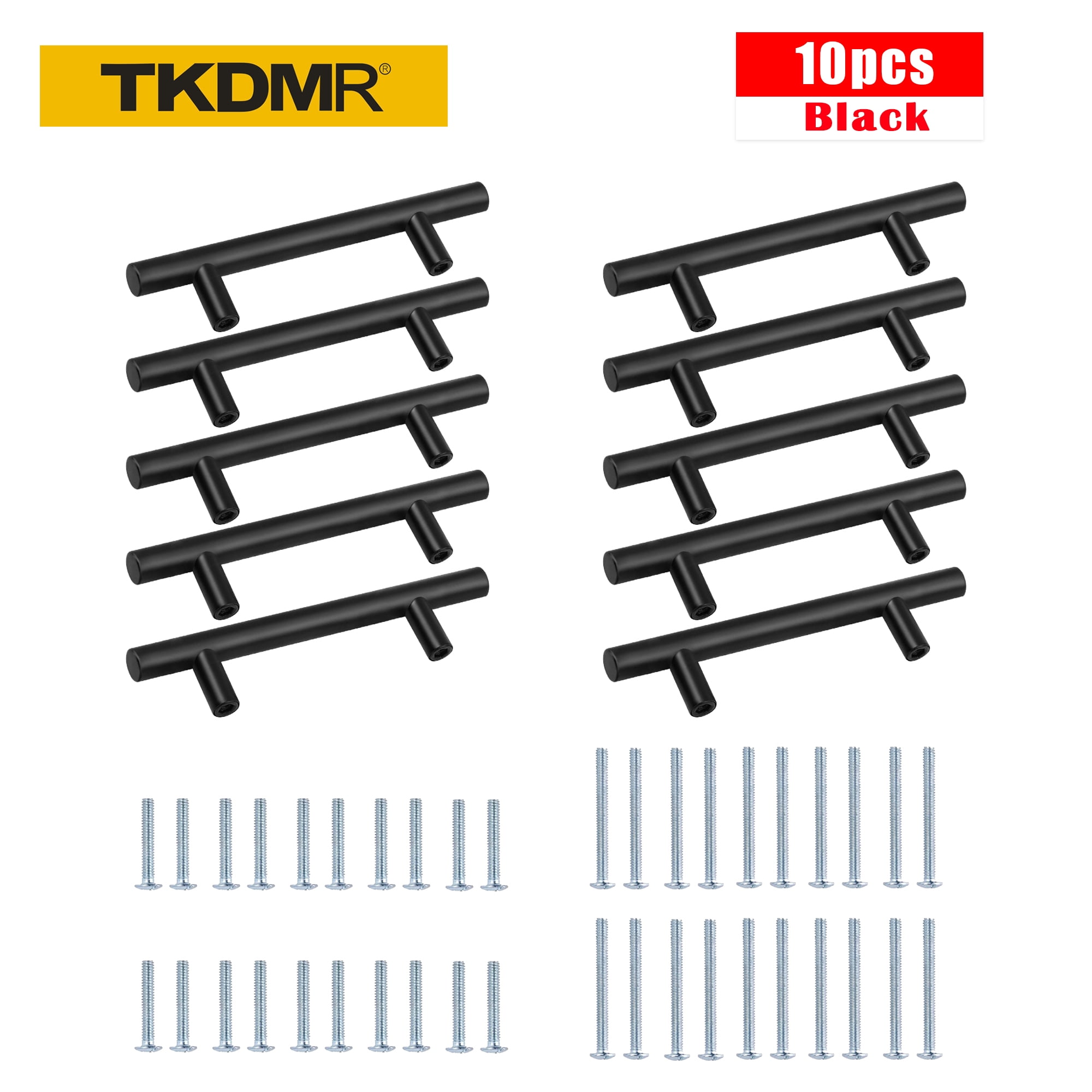 10 Pack 6 inch Black Drawer Pulls 3.75 inch Hole Center Stainless Steel Pulls