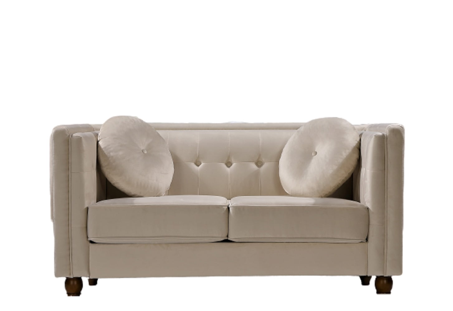 Uspridefurniture Velvet Loveseat,Removable Seat Cushions,Ivory