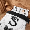 thumbnail image 3 of meiyoeat Ribbon Bow Letter Print Twin Duvet Cover For Girls,Black Bowtie Monogram S Twin Bedding For Kids,Black Reversible,2-Piece(No Comforter), 3 of 6