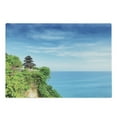 thumbnail image 1 of Balinese Cutting Board, Uluwatu Building Bali Indonesia Seacoast Cliff Horizon Summer Seascape Nature, Decorative Tempered Glass Cutting and Serving Board, Large Size, Green and Blue, by Ambesonne, 1 of 1