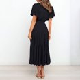 thumbnail image 6 of Bnwani Maxi Dresses for Women,Womens Summer Dresses,V-Neck,Drawstring,Short Sleeve,Flare,Black,2XL, 6 of 9
