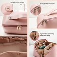 thumbnail image 4 of bolsa de maquillaje de gran capacidad, bolsa de almacenamiento de maquillaje de viaje con asa, cremallera portátil (rosa), 4 of 5
