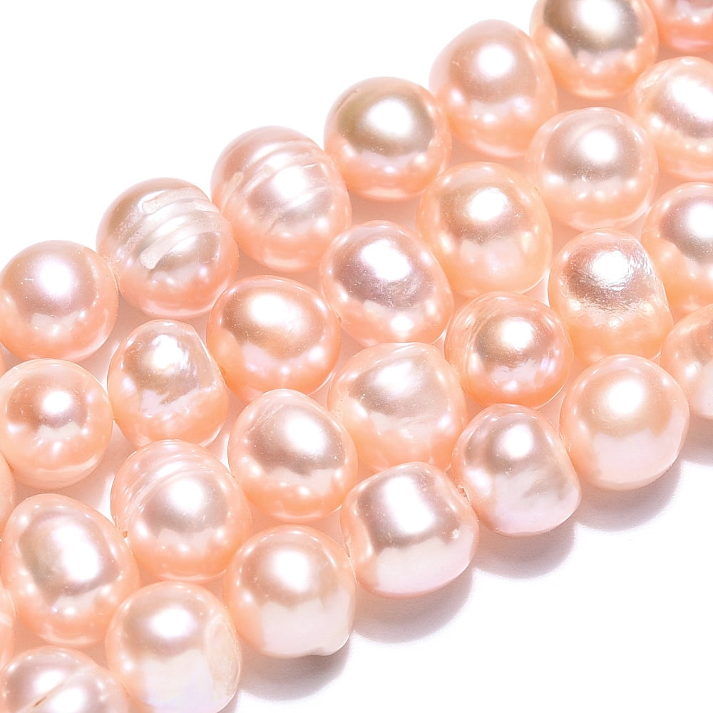 Natural Cultured Freshwater Pearl Beads Strands Potato PeachPuff 6.5~9x6~7.5mm Hole: 0.6mm 53~55pcs/strand 13.78~14.17 inch(35~36cm)