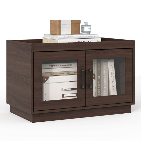 Stackable Storage Drawers, 28" Wide Storage Bins with 2 Doors for Closet Organizers, Wood Stackable Closet Organizer Modern Large Stackable Storage Units for Living Room Hallway Bedroom, Brown