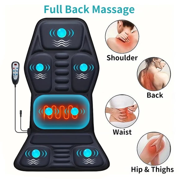 Himouta Back Massager with heat for Car and Home, Full Body Electric Car Massager with Heat Mat Seat Cushion Chair Pad Massager with 7 Vibration Massage Nodes