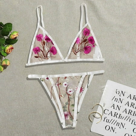 

Simplmasygenix Women s Lingerie Lace Sexy Clearance Ladies Fashion Embroidered Flowers Net Yarn Lace Perspective Sexy Sling Temptation Lingerie Underwear Set
