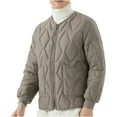 thumbnail image 4 of TFEOQRY Men's Winter Short Padded Coats Jacket Solid Color Added Thickness Plush Warm Long Sleeved Loose Zipper Thread Collar Jackets Khaki, 4 of 8