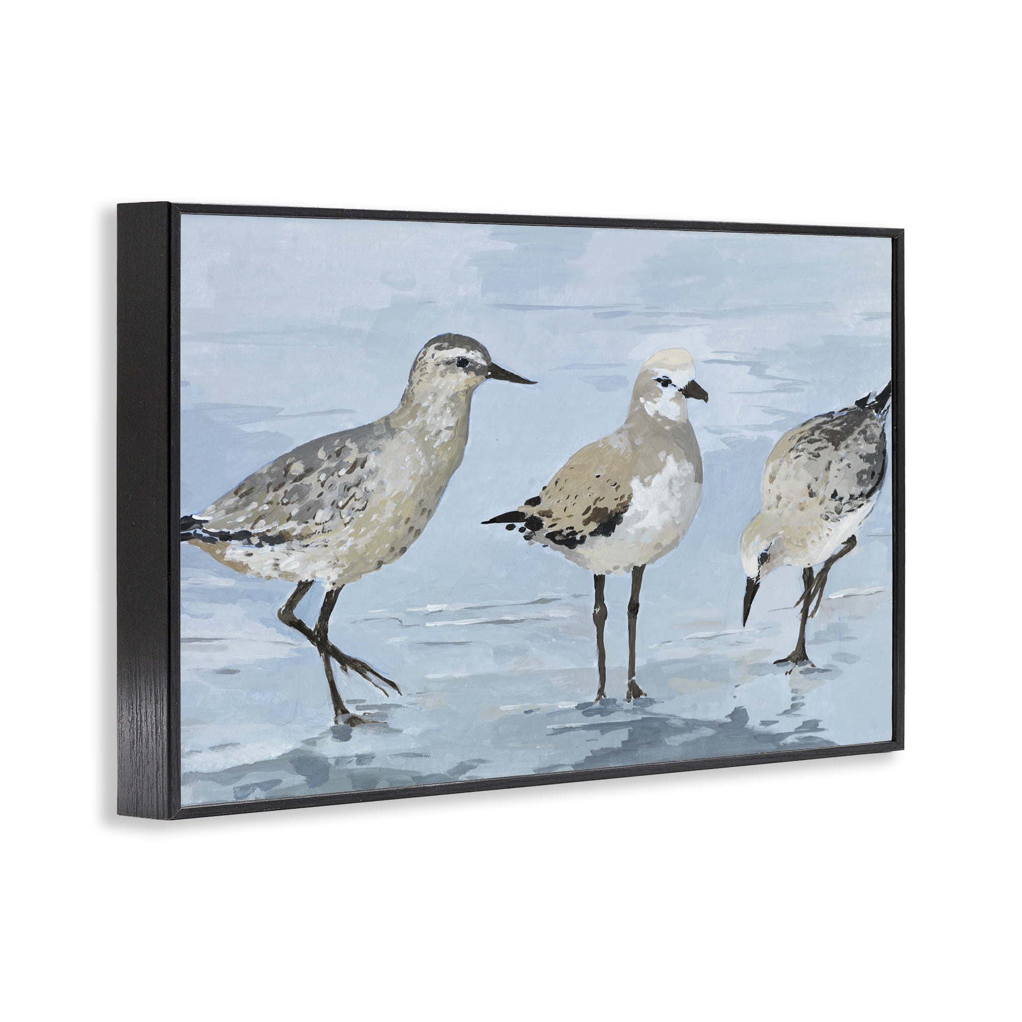 Stupell Industries Sandpipers Beach Coastal Scene Black Framed Giclee Art, design by Lorenzo Collective