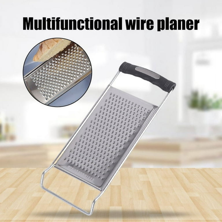 Stainless Steel No Skid Bottom Flat Grater Handheld Garlic Grater Kitchen  Gadget for Ginger Soft Handle Black Handle Small Hole 