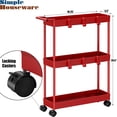 thumbnail image 3 of Carrito de almacenamiento SIMPLE HOUSEWARE de 3 niveles, delgado y estrecho, rojo, 3 of 9