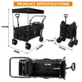 thumbnail image 2 of E-Western Collapsible 140L Wagon with Removable Canopy, Foldable, Wheeled for All-Terrain, Cooler Bag, Camping, Beach, Shopping, Black, 2 of 5