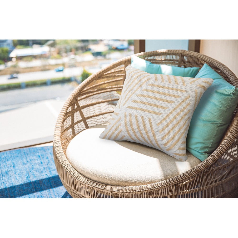 Ox Bay 20" x 20" Hand-Woven White/ Tan Geometric Organic Cotton Pillow Cover