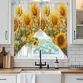thumbnail image 4 of Sunflower Kitchen Window Curtains, Swag Curtains Valance for Bedroom Living Room Bathroom, Botanical Summer Floral Watercolor Rod Pocket Window Treatment Curtain Block Drapes 2 Panels 36"x36", 4 of 9