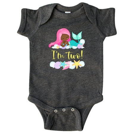 

Inktastic I m 2 Mermaid with Pink Hair and Shells Gift Baby Boy or Baby Girl Bodysuit