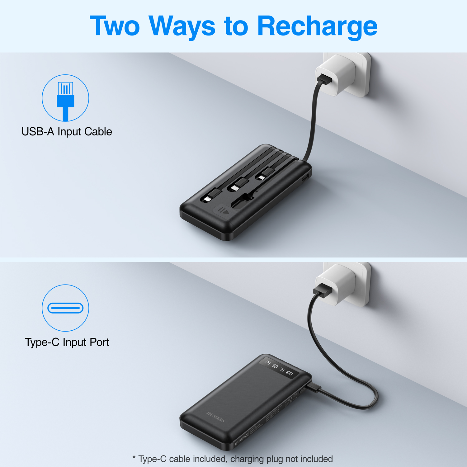 JIUMESS 20000mAh Power Bank With Built-In Cables photo 7