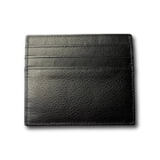 6 Card Minimalist Wallet for Men & Women - Genuine Leather Ultra Thin Black Credit Card Holder - Compatible with Amex Cards