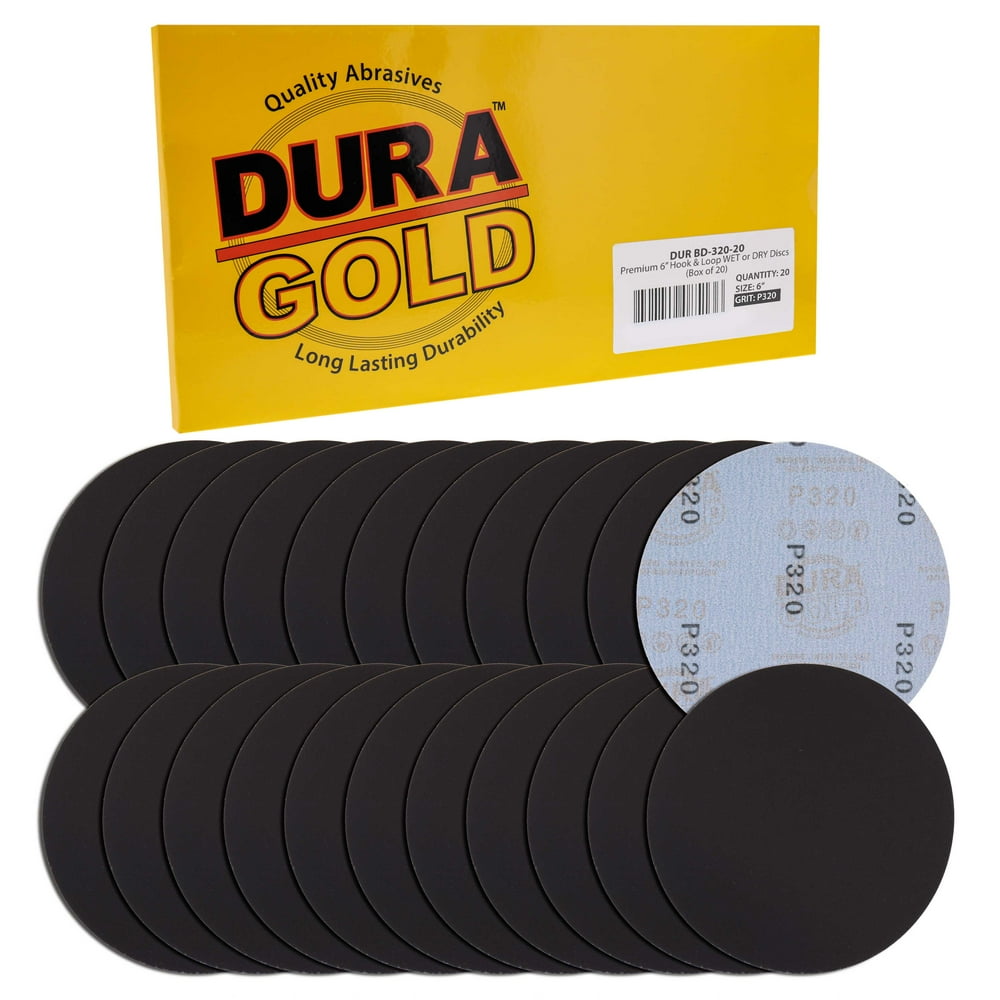 DuraGold Premium 6" Wet or Dry Sanding Discs 320 Grit (Box of 20