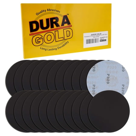 

Dura-Gold Premium 6 Wet or Dry Sanding Discs - 320 Grit (Box of 20) - High-Performance Sandpaper Discs with Hook & Loop Backing Fast Cutting Silicon Carbide - Hand Sand Orbital Sander Car Polishing
