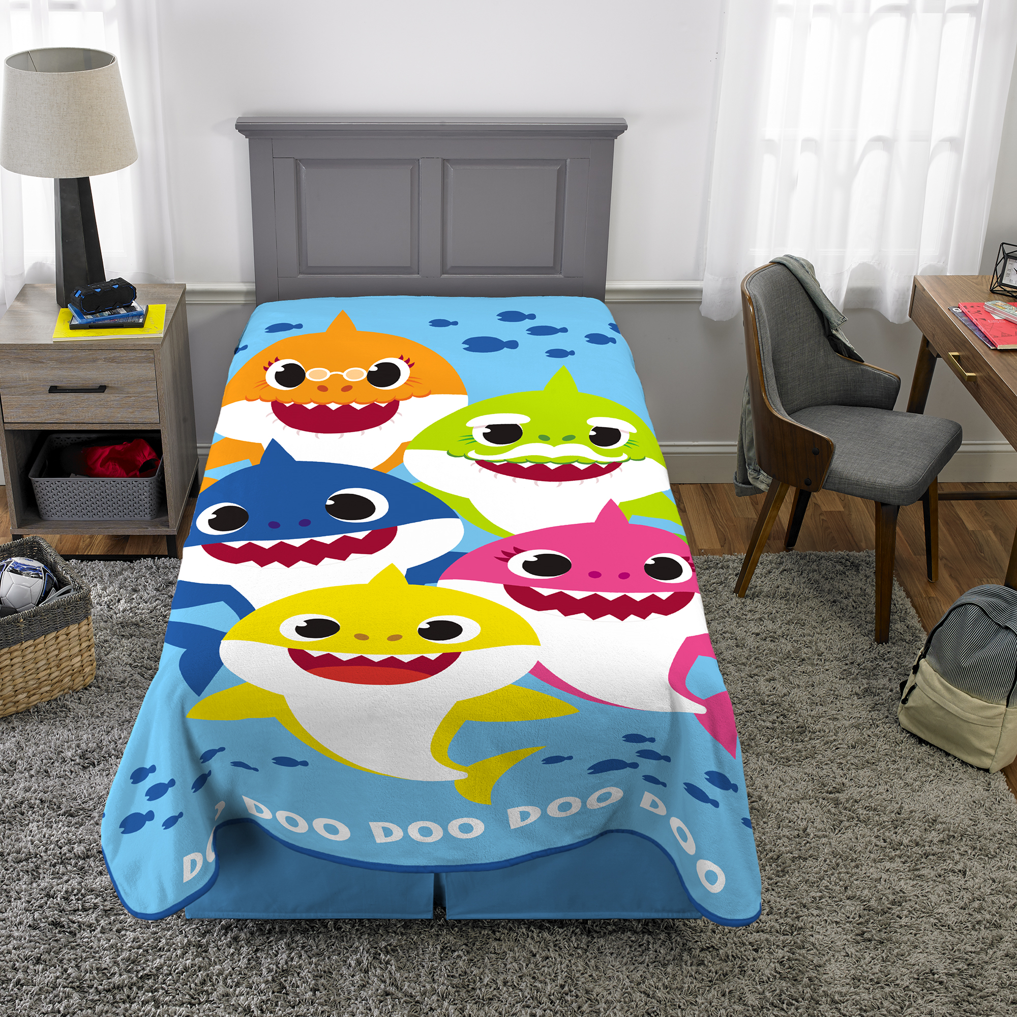 Baby Shark Kids Fleece Twin/Full Blanket, Blue photo 2