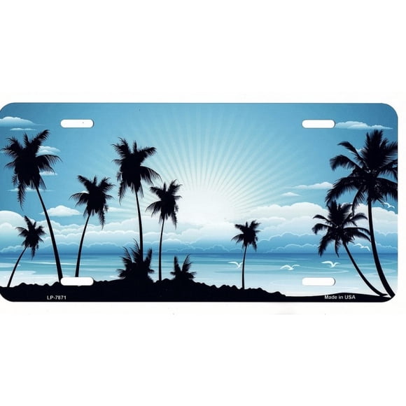 Sunset Blue Metal License Plate