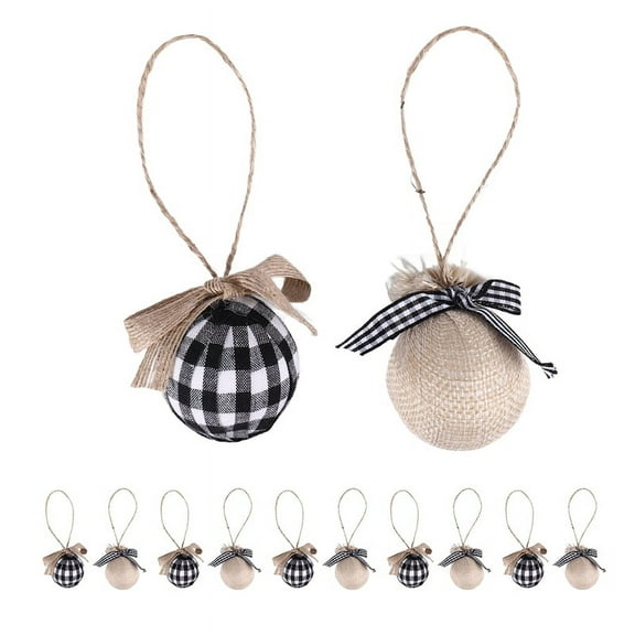 12 * Christmas hanging ornaments-Jute & Black & White
