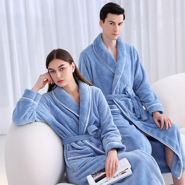 Camison de franela grueso y alargado de otono e invierno bata de bano de lana coral de talla grande para hombre y mujer Walmart en linea