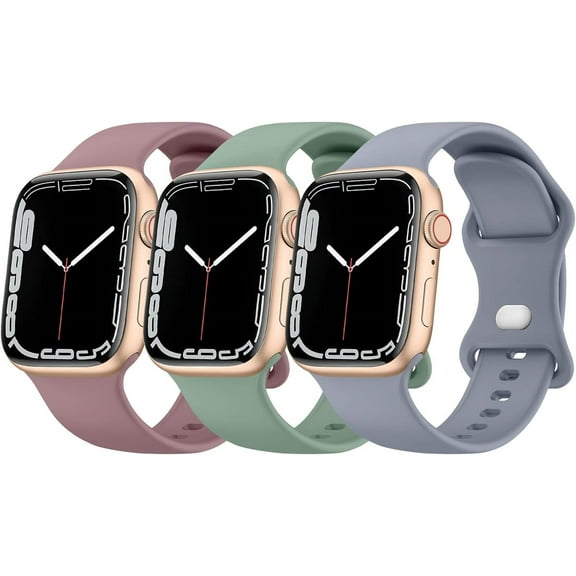 KOMI 3 Pack Silicone Bands Compatible with Apple Watch Band 38mm 40mm 41mm 42mm 44mm 45mm 49mm, Soft Waterproof Wristbands Sport Straps for iWatch Series Ultra2 Ultra 9 8 7 6 5 4 3 2 1 SE Women Men