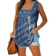 thumbnail image 2 of Wycnly 4th of July Tank Top for Women Breathable Comfy Pleated Hem Shirts Independence Day Tunic Vest Summer US Flag Print Square Neck Sleeveless Fashion Blouses Navy xl, 2 of 4