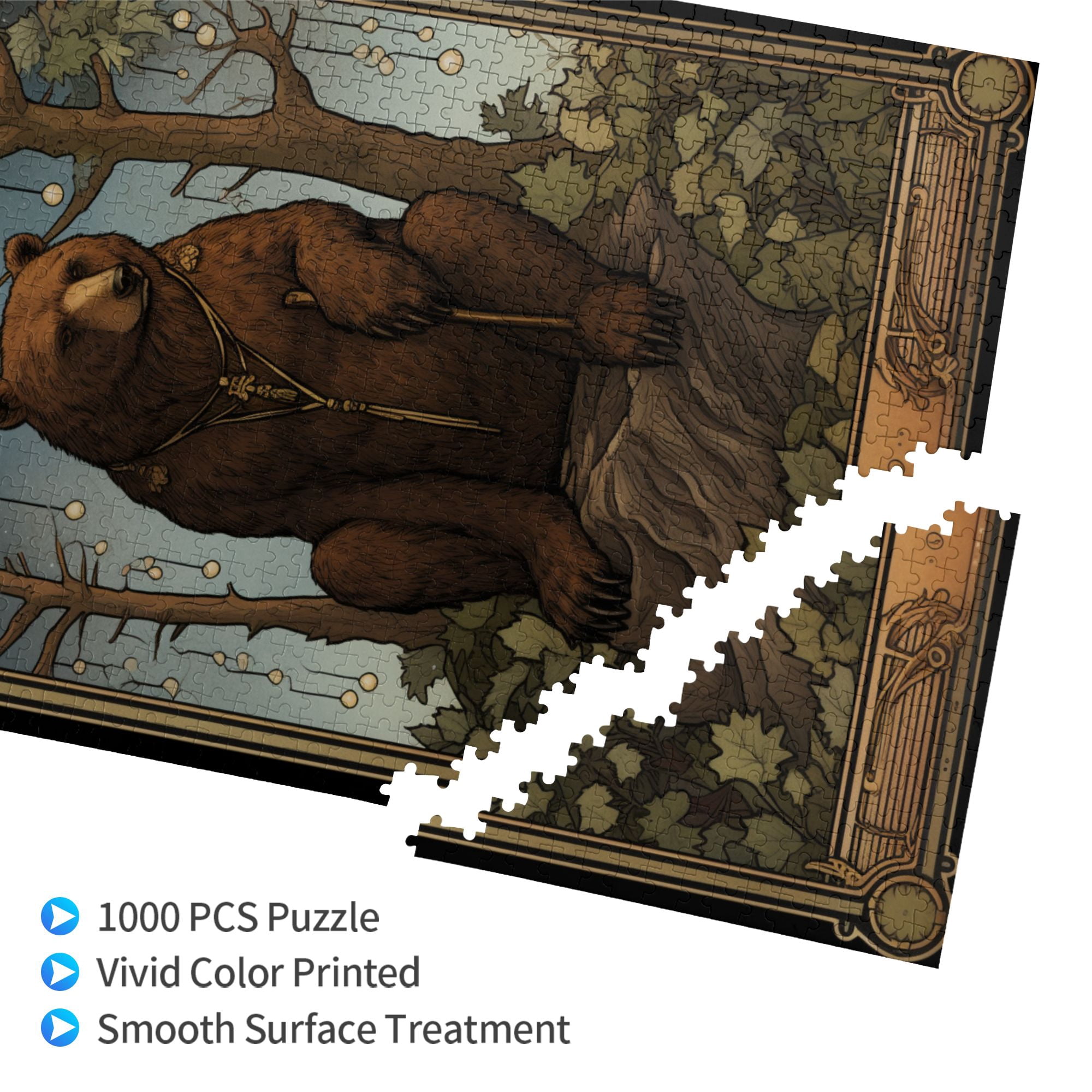 1000 PCS Forests Brown Bear 1000 Piece Animal Jigsaw Puzzles,Funny Animal Wooden Puzzle For Home Wall Decor,Puzzles Suitable For Entertaining With Family During Holidays,Brain Challenge