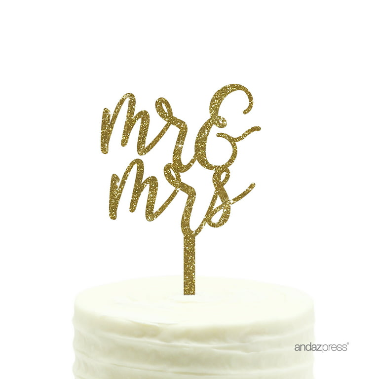 Gold Glitter Mr. & Mrs. Acrylic Wedding Cake Topper