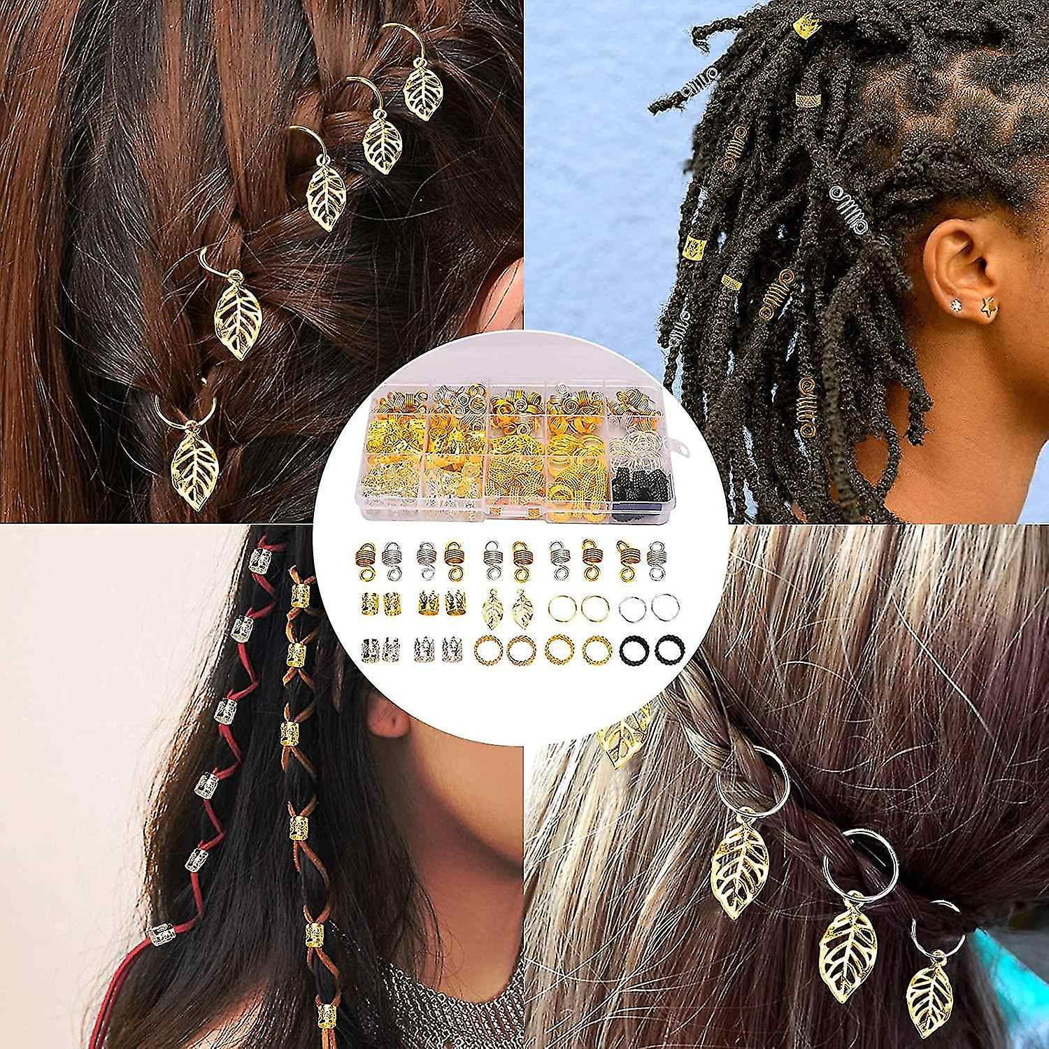 200pcs Beads For Hair Braids Hair Jewelry For Women Braids Metal Gold Braids Rings Cuffs Clips For Walmart