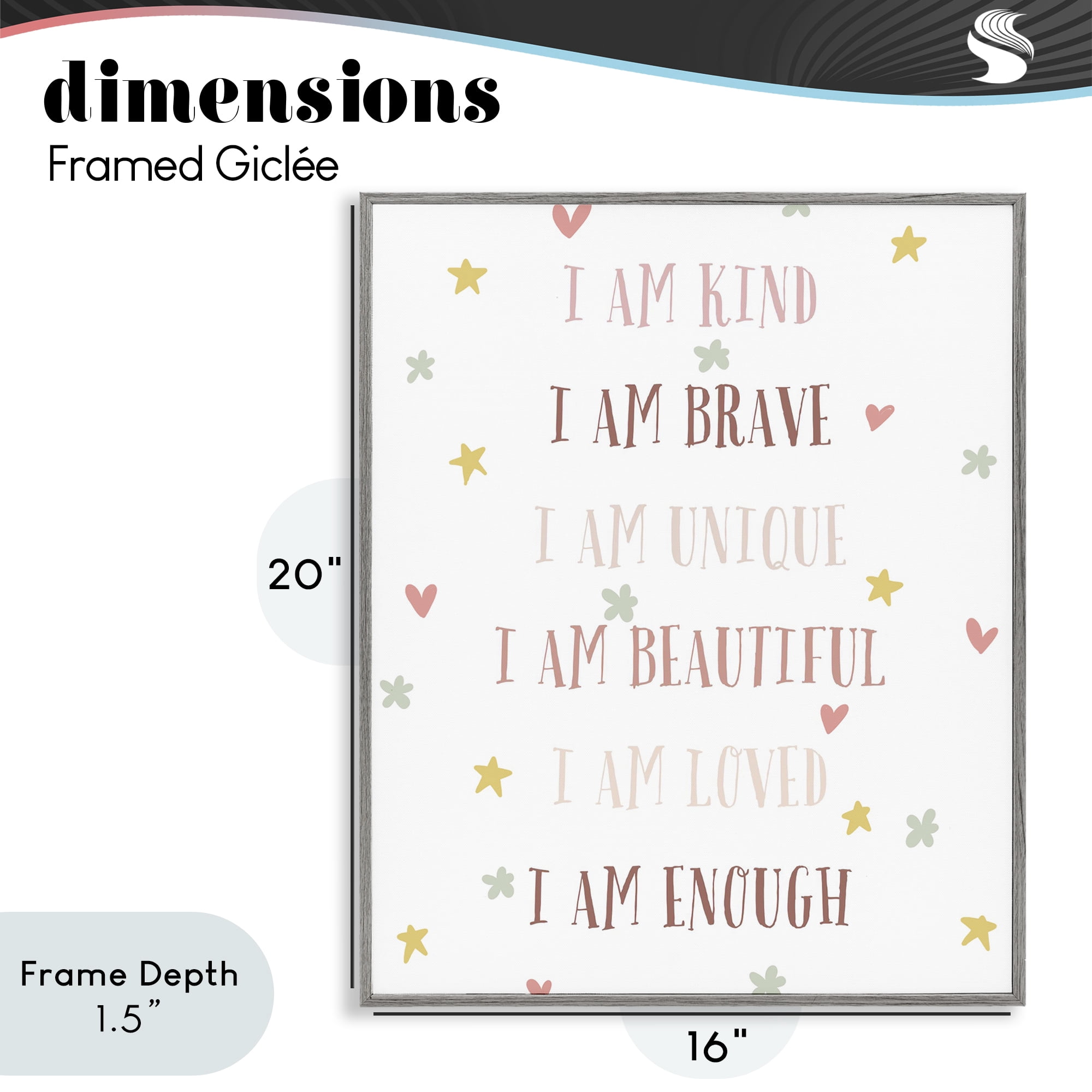 Stupell Industries I am Empowerment Quotes Gray Framed Giclee Art, design by Katie Griggs