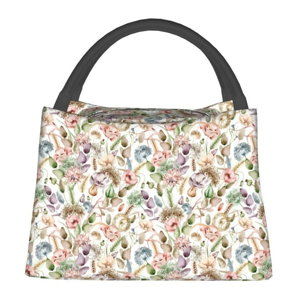 Fotbe Floral Bolsa Térmica Portátil con Estampado, Bolsa de Entrega de Alimentos Aislada, Bolsa Reutilizable de Gran Capacidad para Comidas y Supermercado
