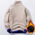 thumbnail image 6 of comerut Men Winter Sweater Knitting Turtleneck Fleece Solid Color Thicken Keep Warm Neck Protection Plus Size Pullover Spring Sweater Male Clothes, 6 of 8