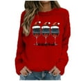 thumbnail image 2 of Craaazy Christmas Sweaters for Women Crew Neck Long Sleeve Shirts Xmas Holiday Warm Tops Gifts, 2 of 5
