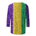thumbnail image 4 of REORIAFEE 2025 Mardi Gras Shirts Green Purple Yellow 3/4 Sleeve Shirts Round Neck Carnival Fancy Tees Theme Party Fashions Tops Loose Blouse Green M, 4 of 5