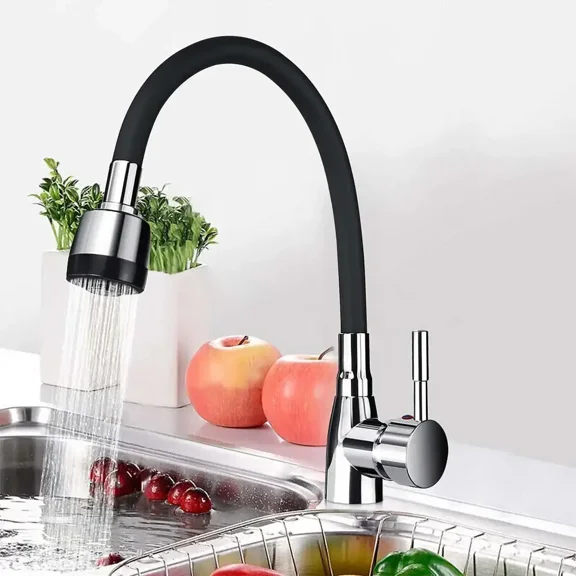 Black Polished Chrome 360Rotating Single Handle Kitchen Basin Faucet Cold and Hot Water Mixer Tap Torneira Deck Mounted