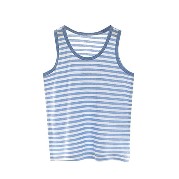 Bxsruta Girls Tank Tops, Summer New Children's Cotton Boys' Thin Girls' Sleepwear Inner Underwear Round Neck Top, Blue 2 Years
