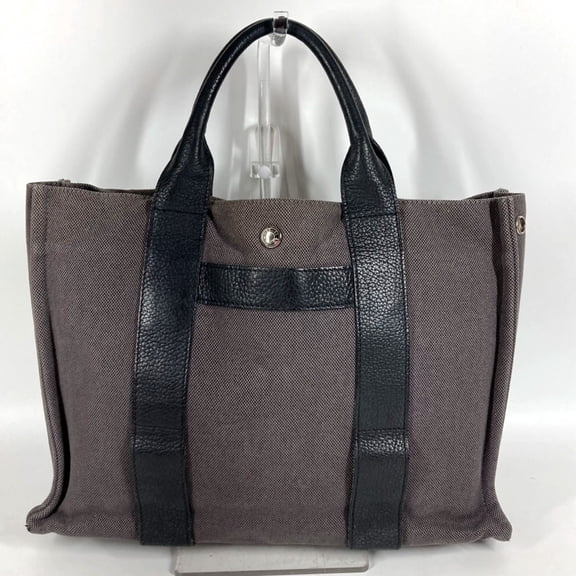 Pre-Owned HERMES Sac Arne MM Tote Bag Handbag Leather Canvas Men's Women's Gray